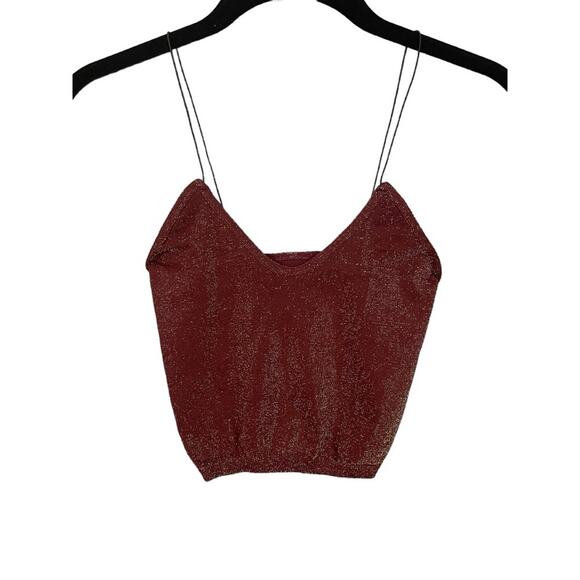 Intimately Free People Skinny Strap Seamless Sparkle Brami in Maroon Size XS/S - Picture 3 of 7